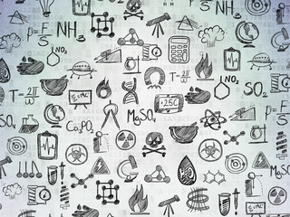 Digital background: Digital Paper with  Hand Drawn Science Icons