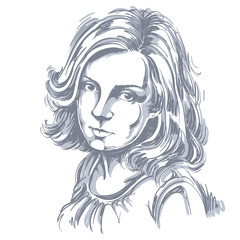 Graphic vector hand-drawn illustration of attractive woman