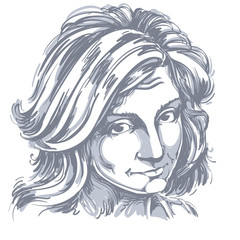 Artistic hand-drawn vector image, portrait of woman