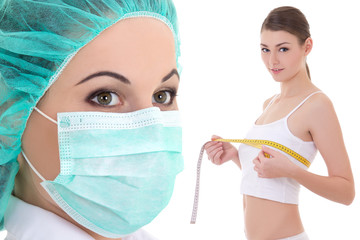 plastic surgery and breast augmentation concept - female doctor
