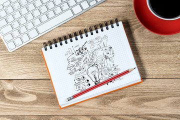Business workplace with stuff