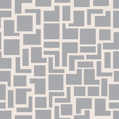 Vector modern seamless geometry pattern squares, grey abstract geometric background, monochrome retro texture, hipster fashion design