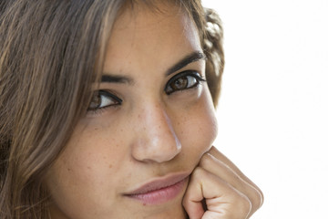 the look of the brunette woman