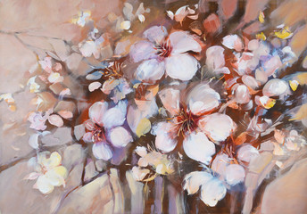 Almonds blossom handmade painting 