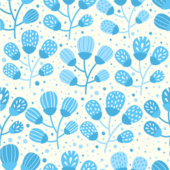 Seamless floral and flower background. Funny doodling. 