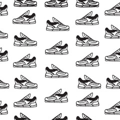 Seamless pattern with sneakers shoes
