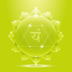 Green glossy anahata chakra banner