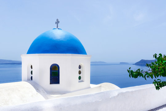 White church in Santorini, Greece