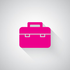 Pink Briefcase web icon on light grey background