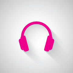 Pink Headphones web icon on light grey background