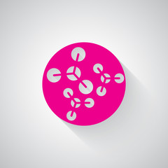 Pink Molecules web icon on light grey background