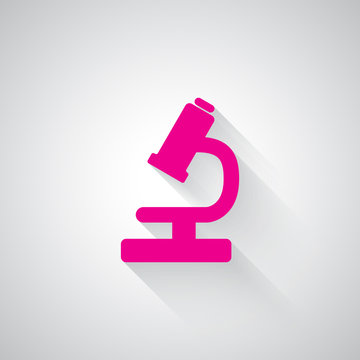Pink Microscope web icon on light grey background