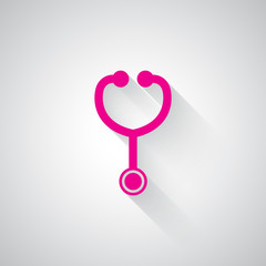 Pink Stethoscope web icon on light grey background