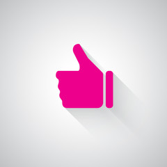 Pink Thumb Up web icon on light grey background