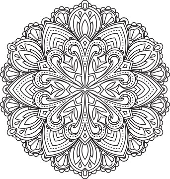 Abstract vector black round lace design - mandala, ethnic decora