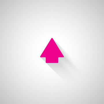 Pink Arrow Up Web Icon On Light Grey Background