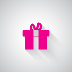 Pink Gift  web icon on light grey background