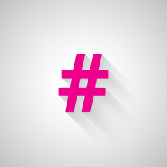 Fototapeta premium Pink Hashtag web icon on light grey background