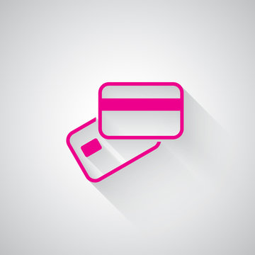 Pink Credit Card Payment web icon on light grey background