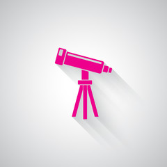 Pink Telescope web icon on light grey background