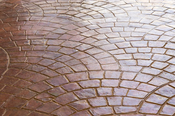 Patterned paving stone blocks in the walkway