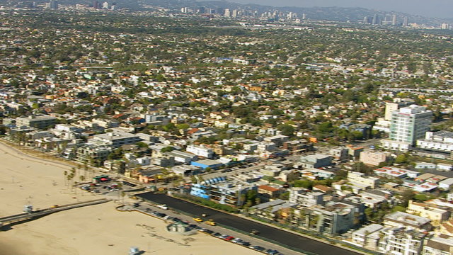 Aerial shot of Venice Beach, California