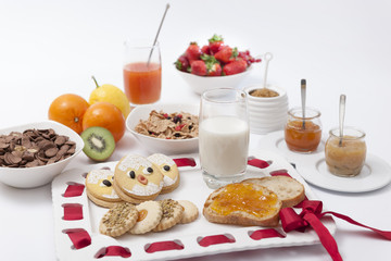 View of breakfast served on table