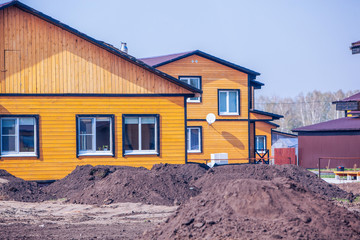 Fototapeta na wymiar Exterior of modern wooden houses