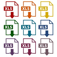 Fototapeta premium The XLS icon, File format symbol set