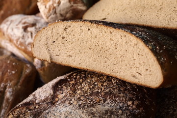 Wholemeal bread cut in half