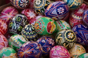 Happy easter colorful decorative eggs