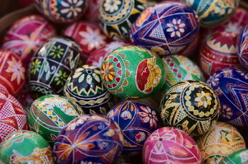 Happy easter colorful decorative eggs