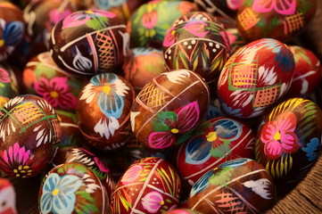 Happy easter colorful decorative eggs