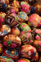 Fototapeta na wymiar Happy easter colorful decorative eggs