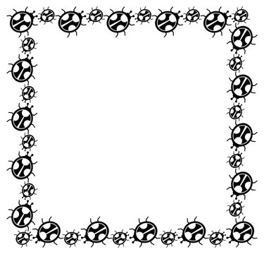 Contour frame with ladybugs silhouettes. Vector clip art.