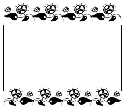 Contour frame with ladybugs silhouettes. Vector clip art.