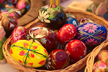 Happy easter colorful decorative eggs