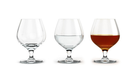 three glasses of brandy to empty the water and alcohol