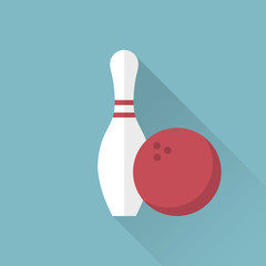 Bowling icon. Skittle and ball. Sport background.