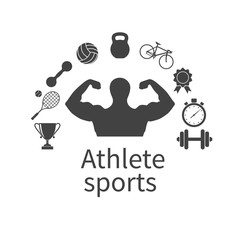 Athlete sports. Concept of the gym. Logo for the gyms and fitnes