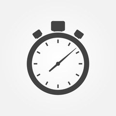 Stopwatch icon. Timer icon, isolated, white on the black backgro