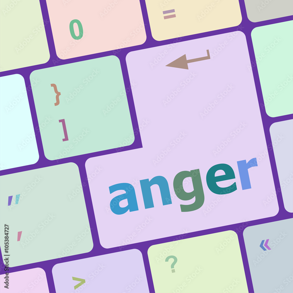 Poster anger button on modern computer keyboard key vector illustration
