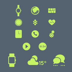 smart watch with app vector icon set