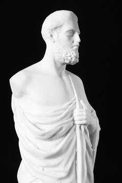 White marble bust of the greek  physician Hippocrates