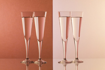 Glasses of water on the glass desk