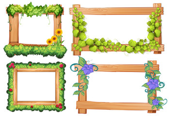Wooden frames with vine and flowers
