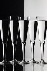 Glasses of water on the glass desk