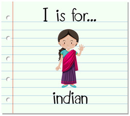 Flashcard letter I is for Indian