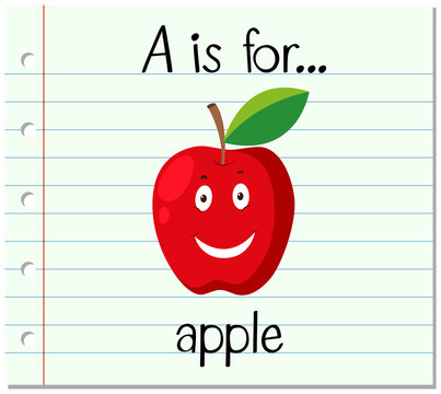 Flashcard letter A is for apple