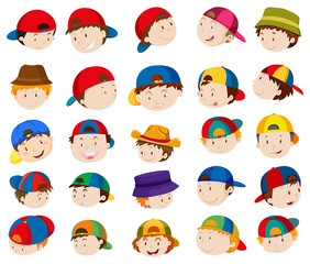 Boy heads with facial expressions